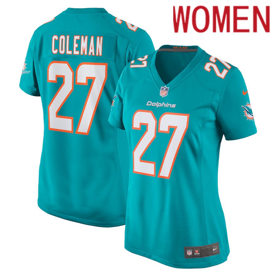 Women Miami Dolphins 27 Justin Coleman Nike Green Game NFL Jersey